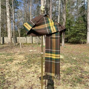 Brown Tan Gold Plaid Tartan Winter Scarf
